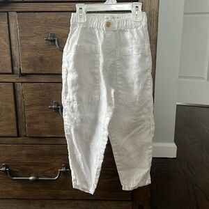 Zara White Linen-Blend Kids Casual Pants